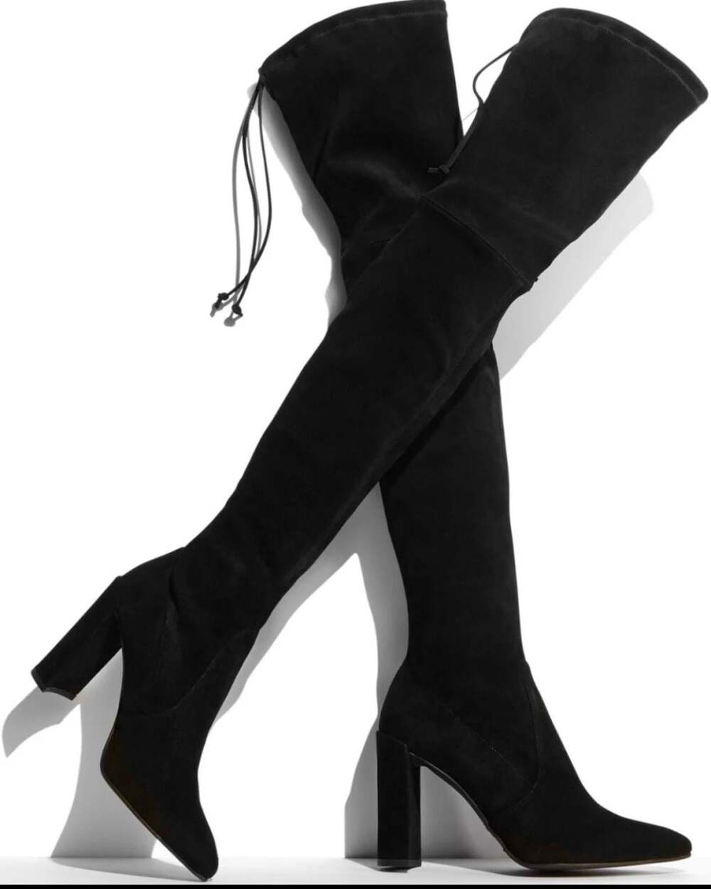 🖤 Dark Feminine Black Suede Thigh High Boots